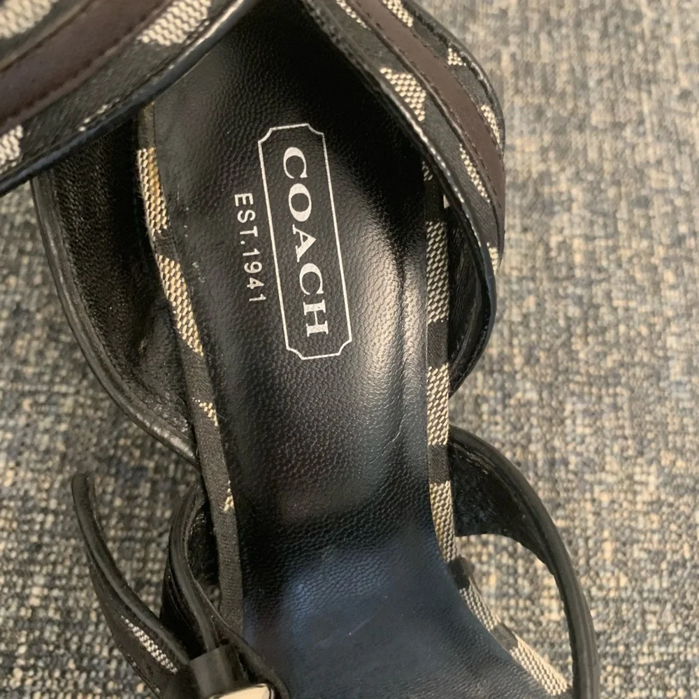 Coach Black and Gray Geometric Wedge Sandals - Picture 2 of 3